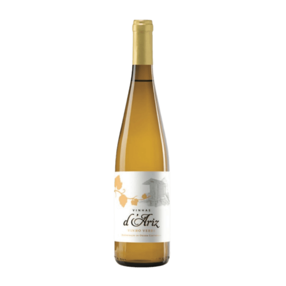 Garrafa de vinho branco Vinhas d’Ariz, Vinho Verde DOC, Quinta da Samoça, sub-região de Amarante.